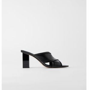 ZARA SOFT LEATHER HEELED SANDALS - 8
